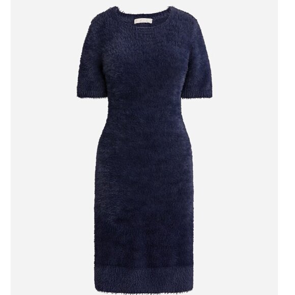 J. Crew Dresses & Skirts - J. Crew Navy Blue Short-Sleeve Sweater-Dress in Brushed Yarn Size Medium